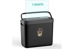Marvero Paper Shredder, 7-Sheet Crosscut Shredder with 2.4 Gallon Bin Shred Credit Card - Mail - Staple - Clip, P-4 Security Level Document Shredder with Handle for Home Office