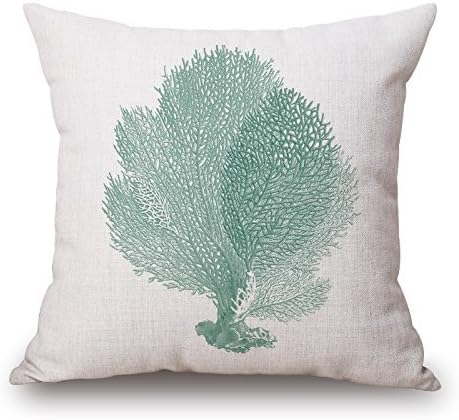 HFYZT Beautiful Watercolor Marine Sea Animals Decorative Cotton Linen Square Throw Pillow Case Cushion Cover for New Home Office Living Room Square 18 X 18 Inches-Blue Seagrasses