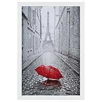 ONE WALL Tempered Glass 11x17 Poster Frame White, Wood Photo Picture Frame - Wall Mounting Hardware Included