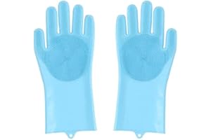 Heat Resistant Pet Washing Gloves with High-Density Teeth, Dog Bath Scrubber with Enhanced Five Finger Design, Silicone Glove