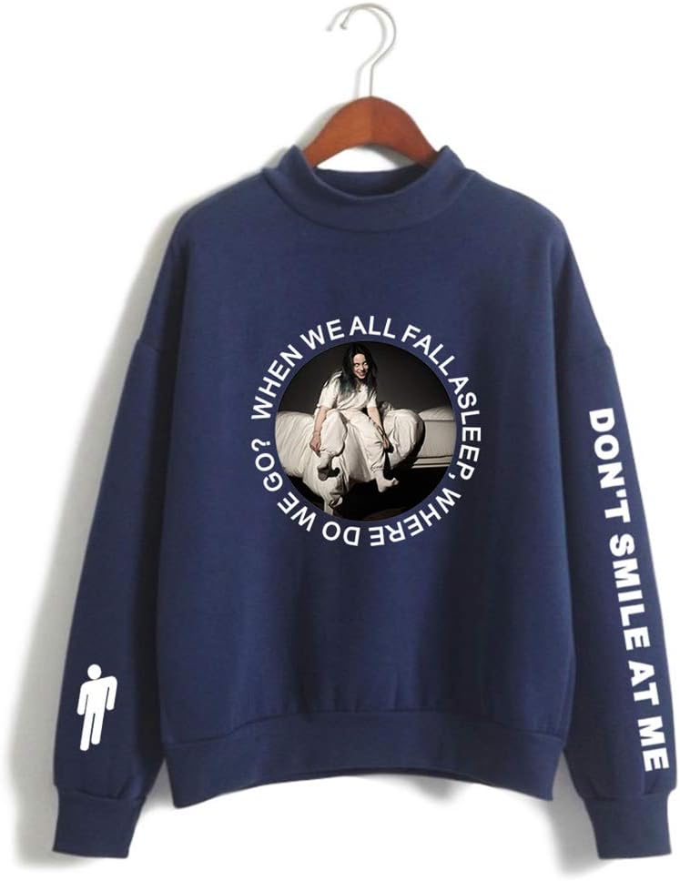 Unisex Billie Eilish When We All Fall Asleep Where Do We Go Round Necklace Hoodie Sweatshirt for Fans