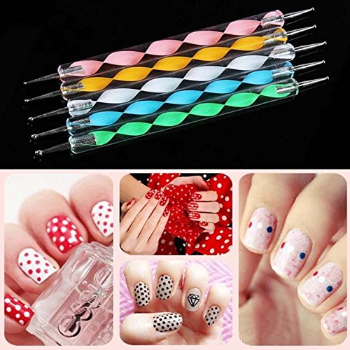 Muhuyi 14 Pieces Mandala Rock Dotting Tools Nail Art Painting Tools Set, Including 8 Sizes Flat Head Acrylic Dotting Rods, 5 Pieces Ball Stylus Dotting Pens, 1 Pieces Paint Tray - Thumbnail 3
