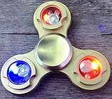 High-Grade Metal Fidget Spinner Equpped with Stainless Steel Bearing - High Grade Stress Relief Fidget Toy (LED 3Side Gold)