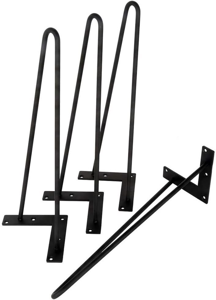 TCHome Set of 4 3/8 Solid Metal Bar Hairpin Table Legs with Screws 8