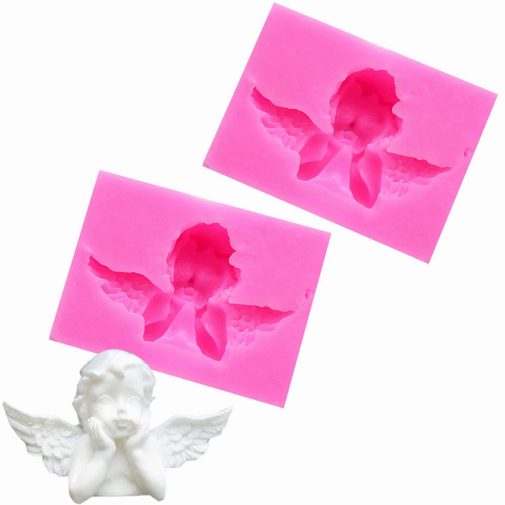 Cake Decorating Mould 3D Lovely Angel Shape Fondant Mold Chocolate Decorating Mould for Homemade DIY Polymer Clay 2 Pack