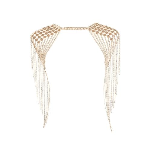 BEWISH Köperkette Damen Schulter Körperschmuck Body Chain Partykleid Kette Halskette Bauchketten Strand Köperkette Body Chain