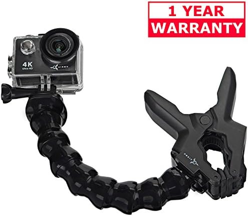 Flexible Clip - Jaws Flex Clamp Mount with Adjustable Gooseneck for Go Pro - GoPro Compatible Hero 6 5 4 3+ 3 Sports Camera Accessories