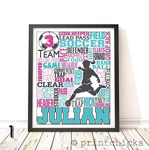 Amazon.com: Soccer Typography Personalized Print - PrintChicks Wall Art ...