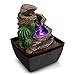 SereneLife 3-Tier Desktop Electric Water Fountain Decor w/ LED - Indoor Outdoor Portable Tabletop Decorative Zen Meditation Waterfall Kit Includes Submersible Pump & 12V Power Adapter