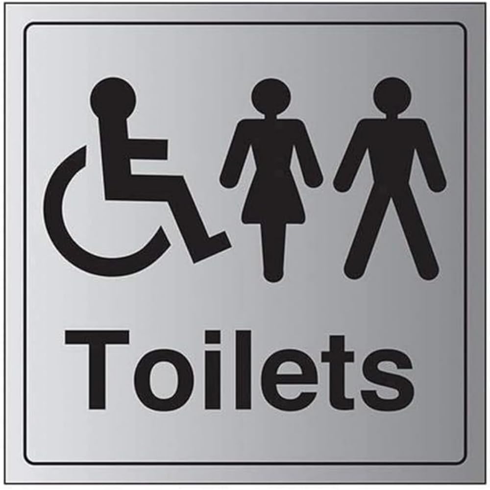 V Safety General Door-Disabled/Gents/Ladies Toilet Sign - 150mm x 150mm - Self Adhesive Alu Effect