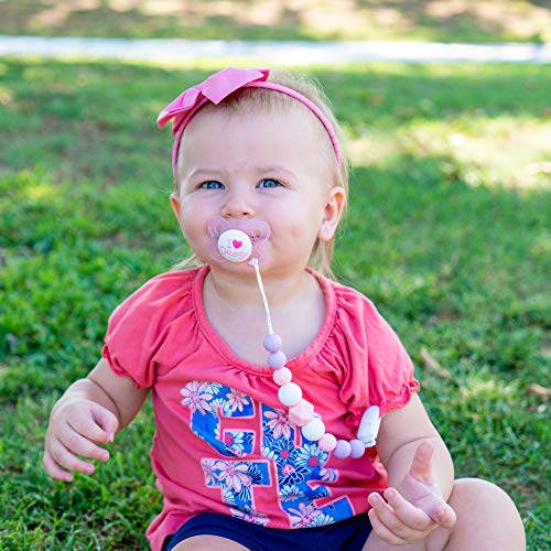Silicone Pacifier Clip by Dodo Babies Pack of 2 + Pacifier Case, Premium Teething Bead for Girls Modern Designs Universal Holder Leash for Pacifiers, Teething Toy or Soothie, Baby Shower Gift Set - Thumbnail 4