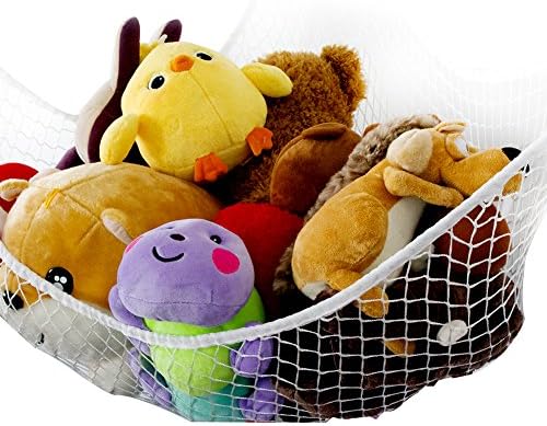 Artempo Toy Hammock, Organizer for Stuffed Animals, Toys, Sport Equipment, Storage Net, XL , White, Expands to 5.9 feet