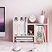 Jerry & Maggie Desktop Organizer Office Storage Rack Adjustable Wood Display Shelf Free Style Double H, Multi-Functional Mini Bookshelf for Desk Natural Stand (Violet)