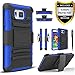 Galaxy Alpha Case, Combo Shell Cover Kickstand with Built-in Holster Locking Belt Clip+Circle(TM)Touch Screen Pen And Screen Protector-Blue