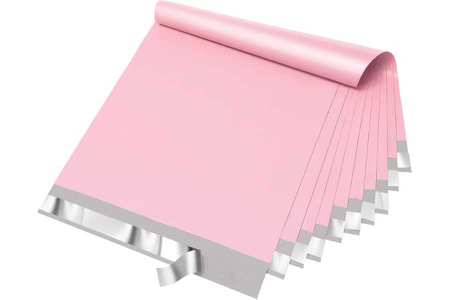 Fuxury Poly Mailers 14.5x19 Inch 50pc Shipping Bags for Small Business Pink | Mailing Envelopes for Clothing,Self Seal Shipping Envelopes Waterproof Poly bags Durable Packaging Bags