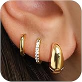 Small Gold Huggie Hoop Earrings Set for Women Men 18k Gold Plated Mini Hoops Set Hypoallergenic Lightweight Everyday Hoop Earrings Stacks for Multiple Piercing