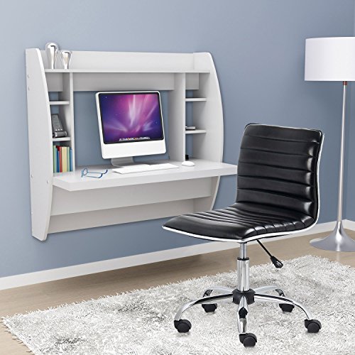 YAMASORO Ribbed Task Chair Mid Back Conference Chair for Office Desk Adjustable Swivel Chair Armless Black