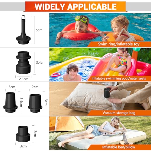 ytorgr Air Pump for inflatables,Portable Electric Mini Air Bed Pump Rechargeable for Deflate Inflatable, Paddling Pool, Air Mattress Boats Swimming Pool Pumps
