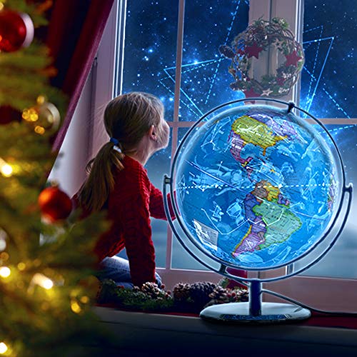 Illuminated Constellation World Globe - 2 in 1 Interactive World Globe with Stand, Built-in LED Light, USB Night View Stars & Constellation Globe for Home Office Décor, Ideal Educational Learning Toy - Thumbnail 2