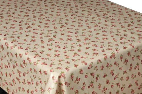 300CM X 137CM (3 METRES) COATED COTTON OILCLOTH TABLECLOTH ENGLISH ROSES WIPE CLEAN BEST QUALITY