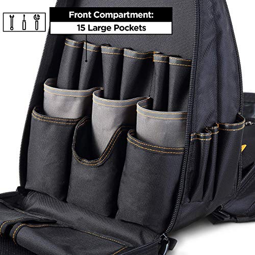 STEELHEAD 48Pocket HeavyDuty Tool Backpack, Padded Back Support