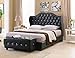 Kings Brand Furniture - Black Tufted Design Faux Leather King Size Upholstered Platform Bed