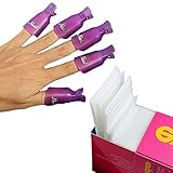 EVERMARKET 10Pcs Acrylic Nail Art UV Gel Polish Remover Wrap Cleaner Clip Caps+325pcs Lint Free Nail Art Gel Polish Remover Cotton Pad Nail Wipe