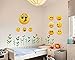Okloy 10 Large Emoji Faces Wall Graphic Decal Reusable Sticker 3D Cute Skin Multi-size for Notebook / Laotop / Macbook / Windows / Children Room / Unflat Wall Surface