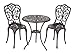 Patio Sense 61908 Faustina Cast Aluminum 3-Piece Bistro Set Two Chairs & Table Lightweight Maintenance Free Outdoor Seating - Antique Bronze Finish