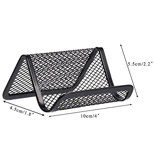 FOGAWA 6 Pcs Metal Mesh Business Card Holder Stand Black Office Desk Business Card Holder Display Cool Office Collection Organizer for Name Card