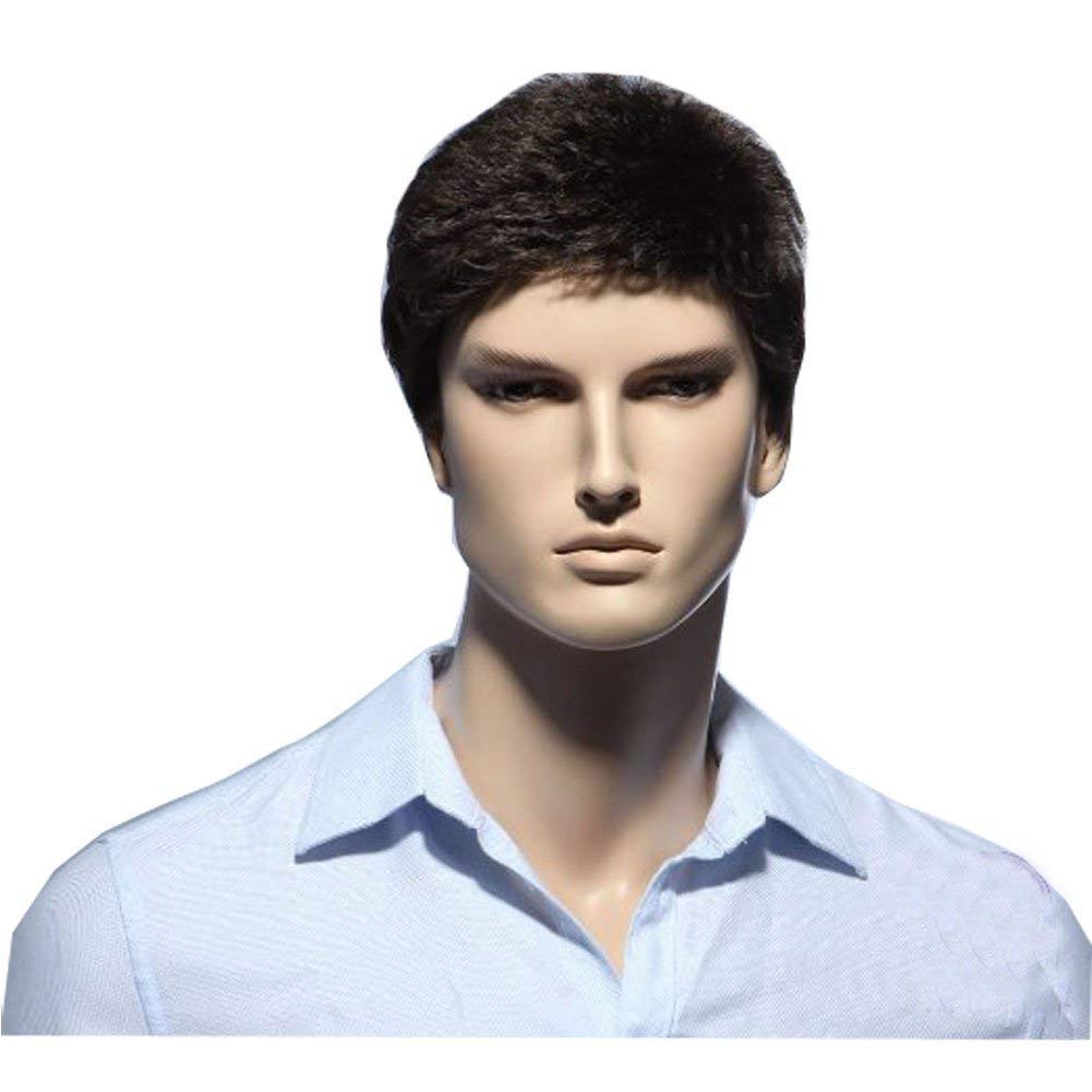 Elegant Hairs Human Straight Hair Wig For Men Black Size 11 8