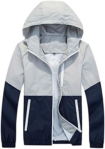 WOQN Men's Jackets Front-Zip Light Weight Windbreaker