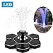 Solar Fountain Pump with LED Lights, Snowflake Shape 2.4W Free Standing Bird Bath Fountain Water Pump, Outdoor Floating Fountain Pump Kit for Garden, Pool, Pond, Patio Ideal Decoration, 8.7