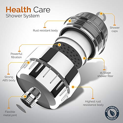 Wozone High Pressure Shower Head and 15 Stage Filter Combo, Shower