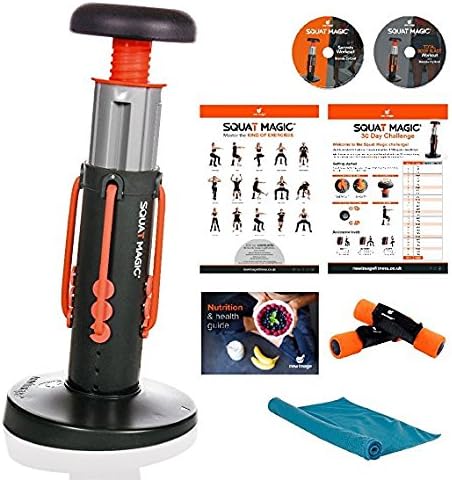 High Street TV Squat Magic Deluxe by New Image – The Original Squat Assistant – Unisex Lower Body and Core Workout Exercise Machine Includes 2 x 1kg Dumbbells and Ice Cold Towel (As Seen on