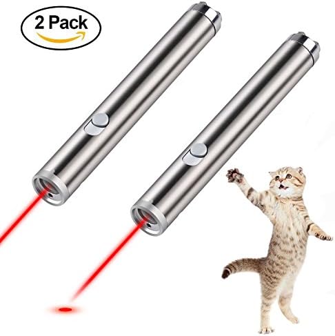 Myfunpets Cat Chaser Toys,2 in 1 Multi Function Funny Cat Chaser Toys Interactive LED Light,Training Tools (Silver(2Pack))