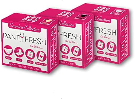 Panty Fresh On-The-Go 4in1 Women's Emergency Kit, Travel Kit- Pocket Size Includes Seamless Underwear, Pantyliner, Fresh Wipe & Wash Bag Ultimate Survival Kit, Feminine Hygiene Sachet First Period Kit