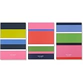 kate spade new york Soft Cover Triple Notebook Set, 3-Pack Lined Travel Journals with 80 Pages Per Book, Sunny Day Stripe