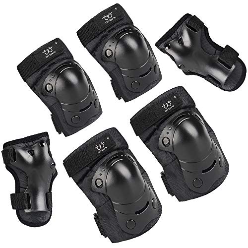 Boruizhen Kids Knee Pads Elbow Pads Protective Gear Set for Cycling BMX Bicycle Skateboard Inline Skating Scooter Sports, Wrist Guards for Bike Riding Climbing (Black, Medium)