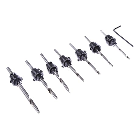 Generic 7pcs Hss Woodworking Ti Countersink Drill Bit Set Wood Countersinks Screw Size 5# 6# 7# 8# 9# 10# 12