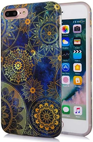 Feelingjoy Cell Phone Case Compatible iPhone 7 Plus 8 Plus Marble Galaxy Space Floral Mandala Lotus Protective Shockproof Bumper Shell Cover (IMD3)
