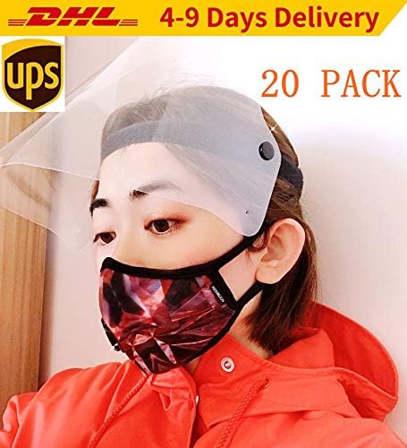 20 Pack Full Face Shield Protective Plastic Anti Saliva Hat Cap Reusable Flip-up Visor,Adjustable Safety Face Shield Glasses Side Shield Isolation Multi-Purpose for Women Kids Men Protection