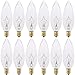 Pack of 12 60 Watt CTC Clear Torpedo Shaped Incandescent Chandelier Light Bulb, Candelabra Base