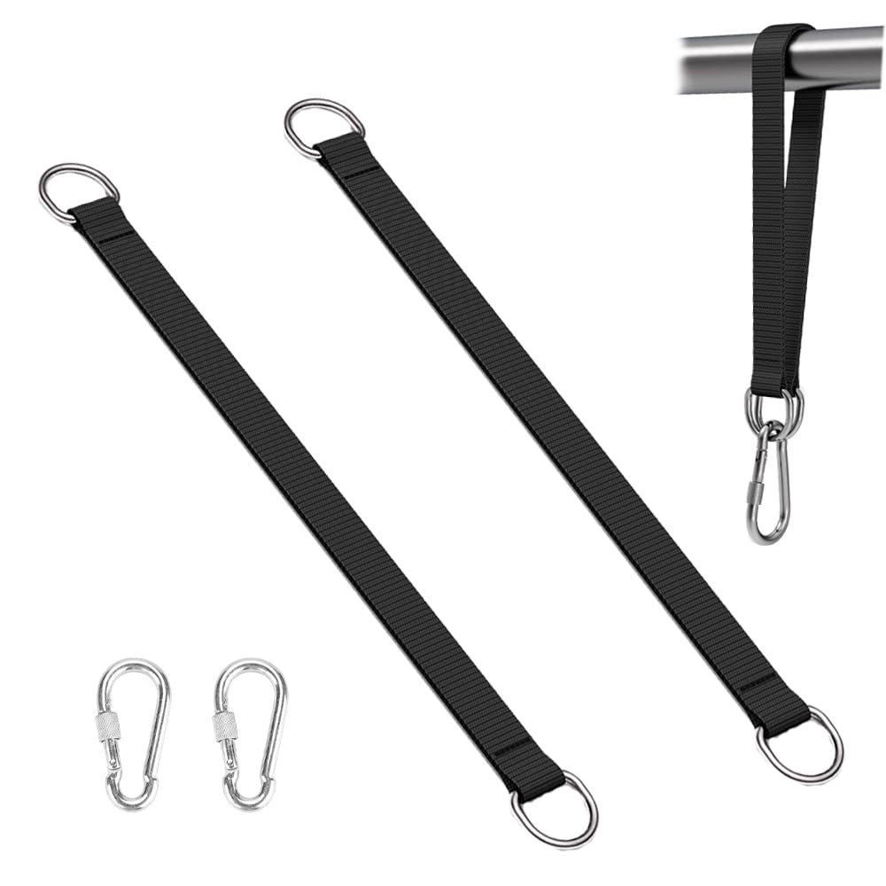 2 PCS Swing Hanging Straps Adjustable Hanging Straps with 2 PCS Zinc Alloy Carabiners Heavy Duty Hammock Straps for Hanging Home and Gym Kickboxing Bag Muay Thai Bag Swing