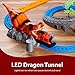 Advanced Play Motorized Kids Classic Railway Toy Train Track Play Set Upper Lower Level Bridge Dinosaur Cartoon Tunnel Sound Effects Flashing Light Kids Toddlers boy Girls
