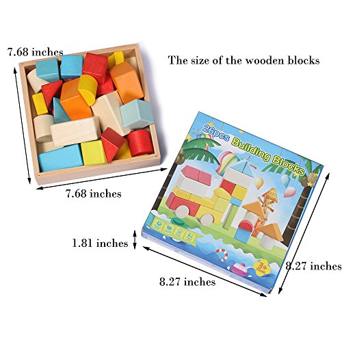 26 Piece Wooden Building Blocks Set Wood Stacking Game Educational Toys for Kids