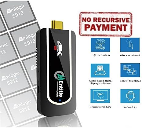 E-stick 9.3, NO monthly fee, NO recurring costs, Plug&Play Cloud-based, 1080P-HD DIGITAL SIGNAGE MEDIA PLAYER, Restaurant Menu Boards, Ads, Corporate Messaging, Promos, Live Weather and 30+ gadgets