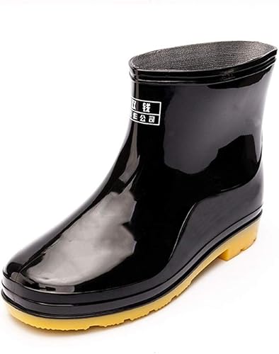 Amazon ショート レインブーツ メンズ ゴムソール 長靴 雨靴 防滑 レインシューズ 完全防水 裏起毛 あったか 冬対策 ショート丈 防水シューズ 履きやすい 脱ぎやすい 園芸 お釣り 洗車シューズ 通勤 通学 黒 雨靴 レインシューズ