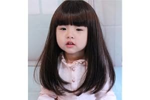YYTA Short/Long Curly Wave Cosplay Wig Hair Adjustable Costume Synthetic Heat Resistant For Children Girl (Brown Long Straight)