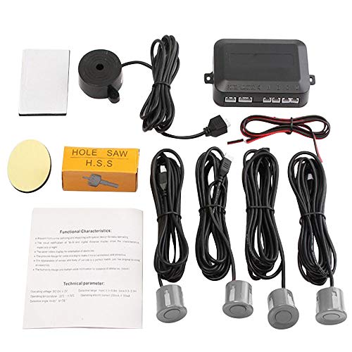 Car Reverse Backup Radar System with 4 Parking Sensors Universal Vehicle Parking Assistant Alarm Buzzer Reminder